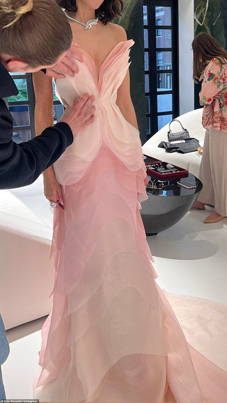 Pretty Sheath Sweetheart Floral Ombre Pink Tulle Sleeveless Evening Prom Dresses - View 2 | FashionDia