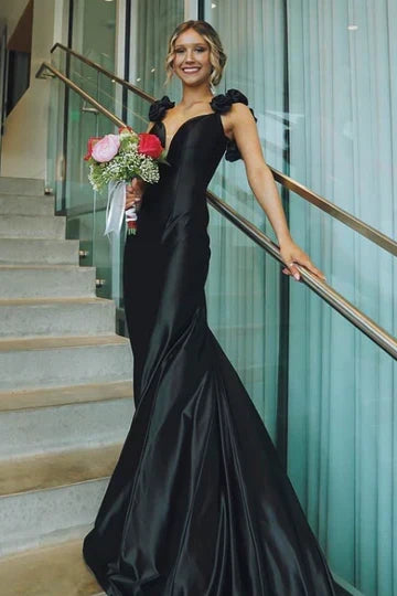 Sexy Mermaid Straps Neckline Pink Satin Backless Evening Gown Prom Dresses - View 4 | FashionDia