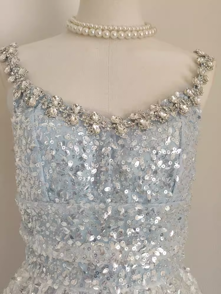 Sexy A-Line Straps Sequin Travel Vacation Dress Short Birthday Dress - View 2 | FashionDia