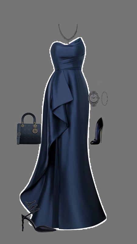 Classy Mermaid Strapless Satin Navy Blue Long Party Dress Prom Dresses - FashionDia