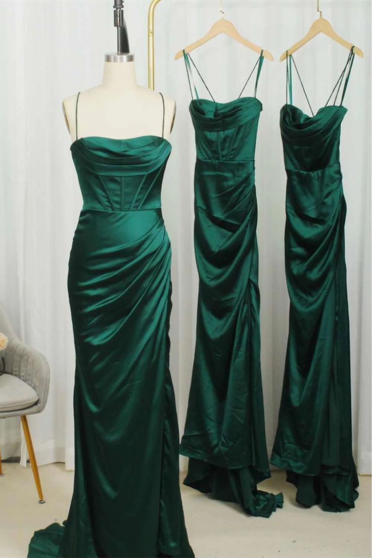 Dark Green Long Prom Dresses Formal Graduation Party Dress Sheath Evening Dress - FashionDia