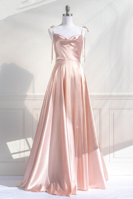 A-Line Pink Long Prom Dresses Formal Graduation Party Dress Evening Dress - FashionDia
