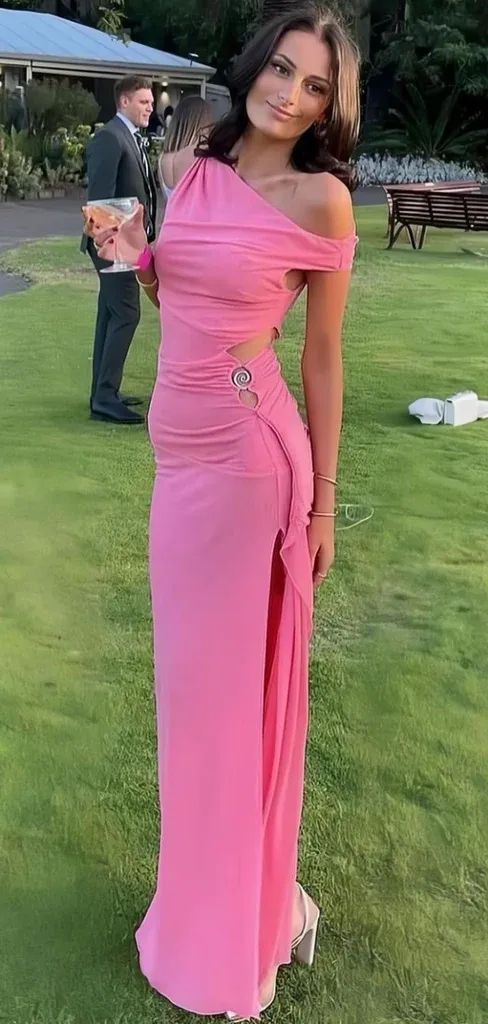 Cute One-shoulder Sleeveless Mermaid Satin Evening Prom Dresses