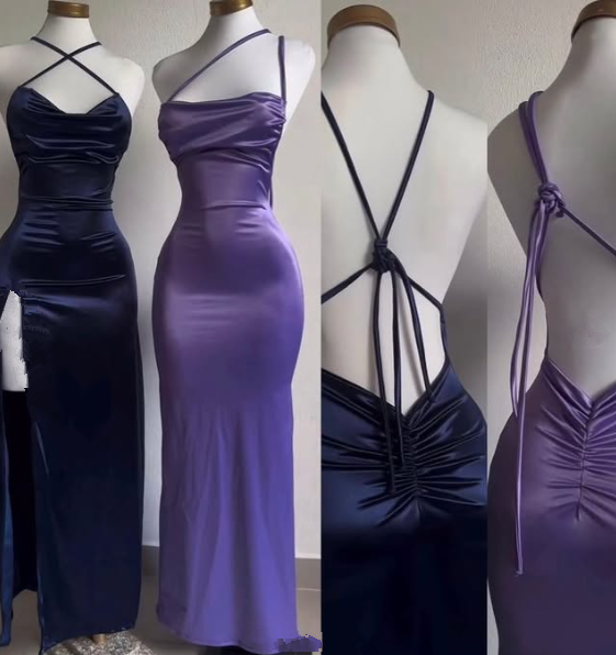Sexy Mermaid Straps Sleeveless Floor Length Backless Evening Dress Prom Dresses