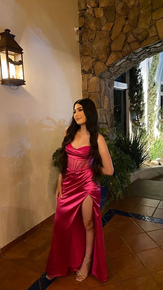 Charming Satin Mermaid Long Party Dress Graduation Dress Evening Dress SD1726