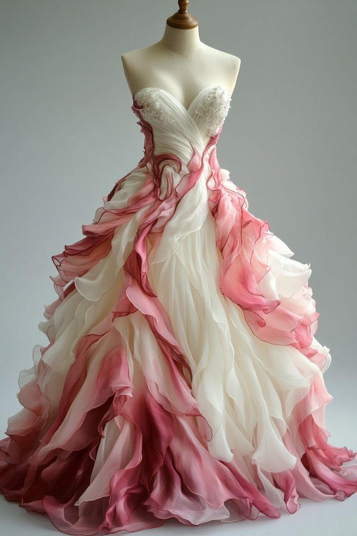 Retro Ball Gown Sweetheart Pink Ombre Tulle Evening & Prom Dress