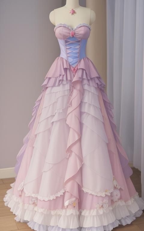Retro Ball Gown Sweetheart Layers Pink Party Dress Long Prom Dresses Evening Dress