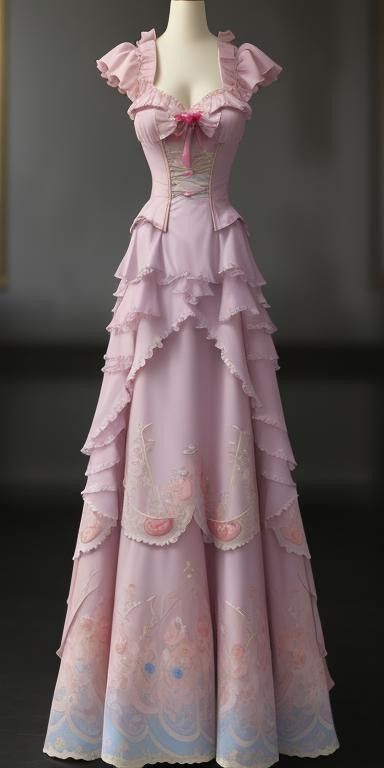 Retro Ball Gown Sweetheart Layers Pink Party Dress Long Prom & Evening Dress - FashionDia