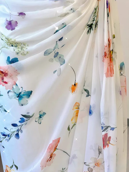 Sexy Mermaid Straps Chiffon Floral Evening Gowns Long Prom Dresses