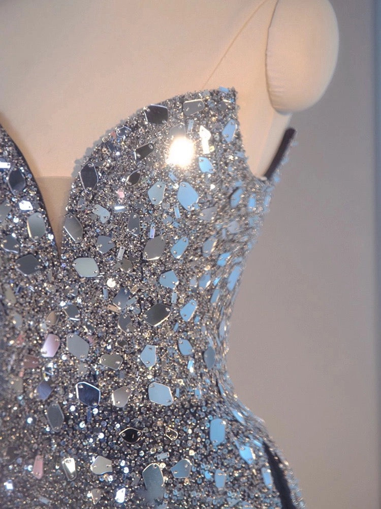 Sexy Ball Gown Sweetheart Sequin Long Evening Gowns Prom Dresses