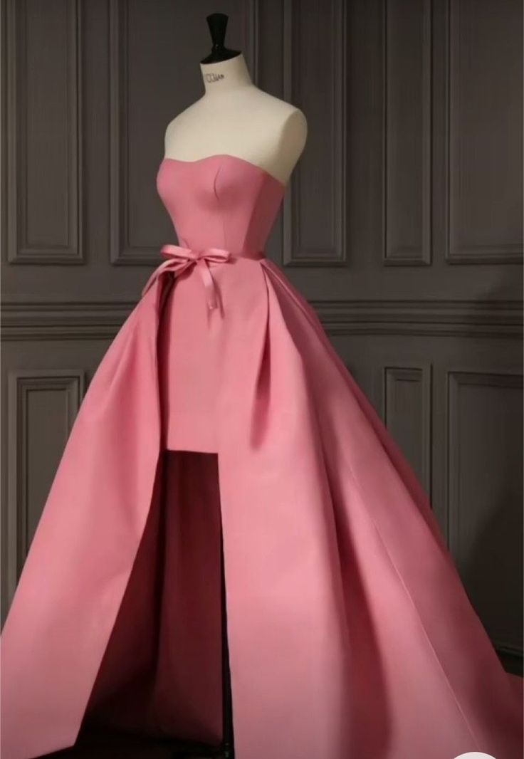 Sexy Sheath Strapless Pink Satin Prom Dress Evening Dress Formal Dress