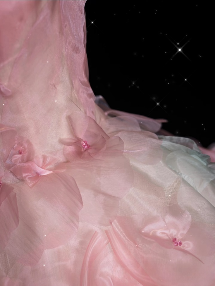 Vintage Fashion Ball Gown Strapless Pink Floral Floor-Length Evening & Prom Dress - View 6 | FashionDia