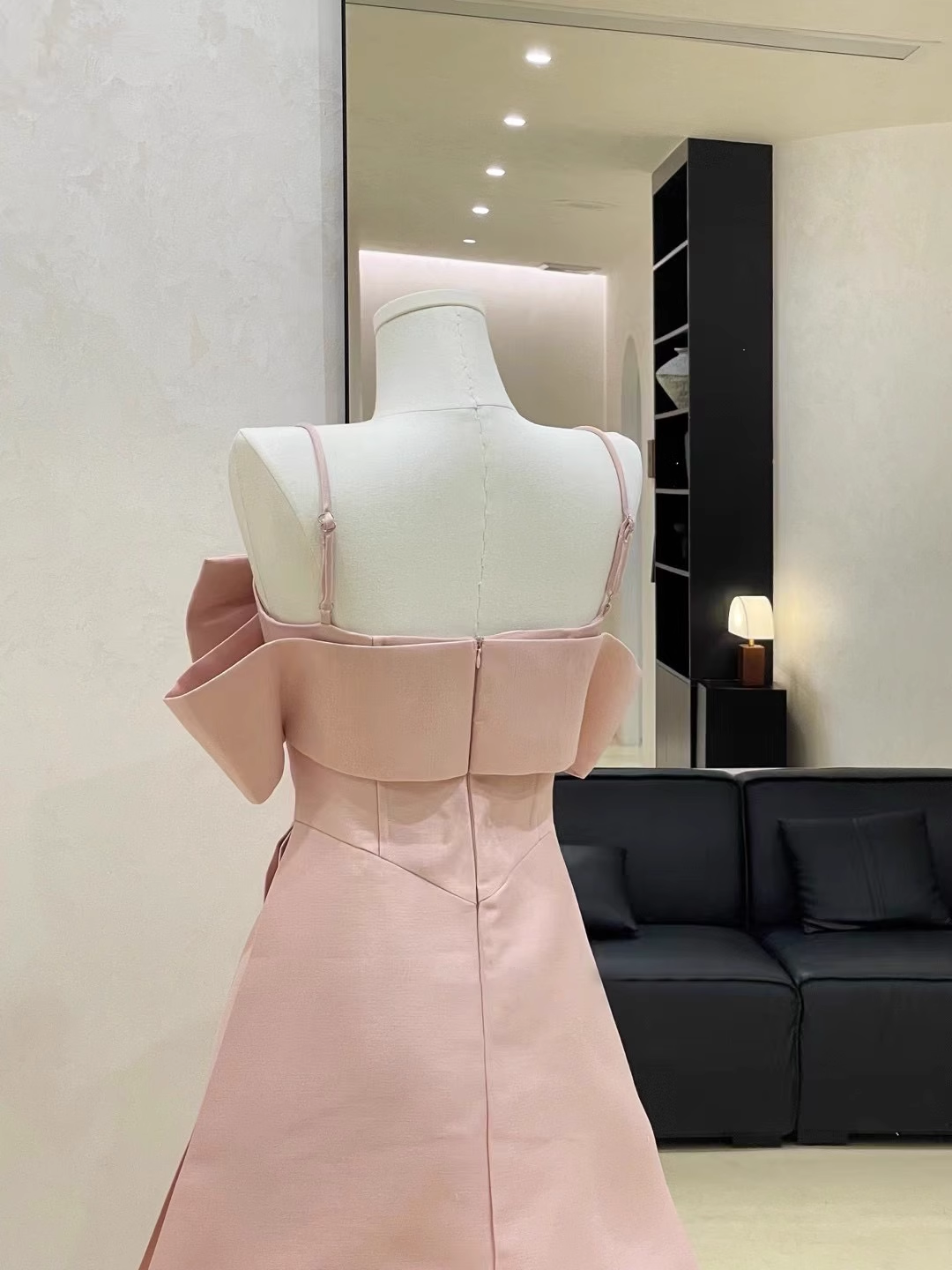 Sexy A-Line Spaghetti Straps Ruffled Pink Women's Short Holiday Dresses Party Dress - View 3 | FashionDia
