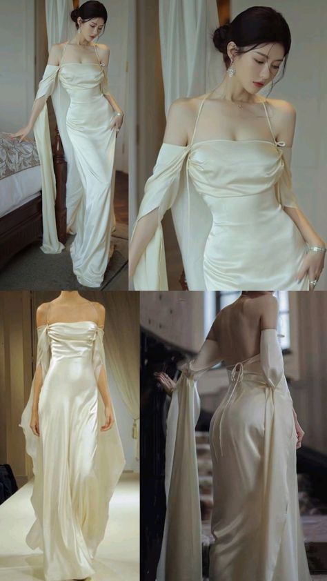 Mermaid Off-the-Shoulder Floor-Length Satin Long Sleeves Evening & Prom Dress - FashionDia