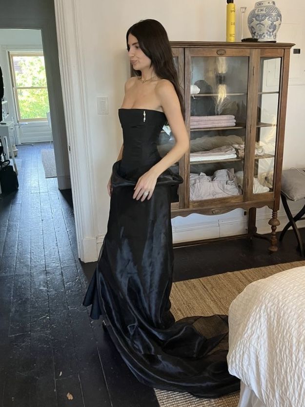 Beautiful Mermaid Strapless Black Long Organza Party Dresses Prom Dress - View 2 | FashionDia