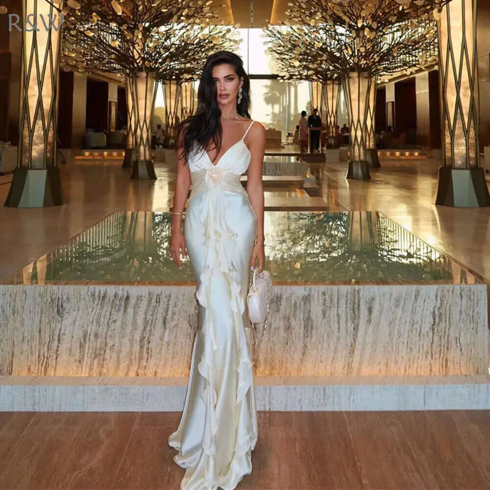 Beautiful Mermaid Spaghetti Straps Satin Long Party Dresses Prom Dress - View 2 | FashionDia