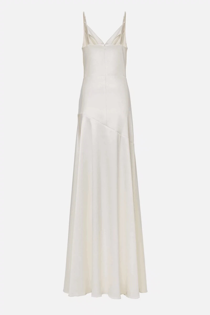 Gorgeous Mermaid Spaghetti Straps Floor-Length White Slit Evening & Prom Dress - View 4 | FashionDia