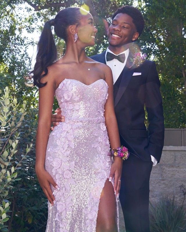 Classy Mermaid Sweetheart Lilac Sequin Slit Long Evening & Prom Dress - FashionDia