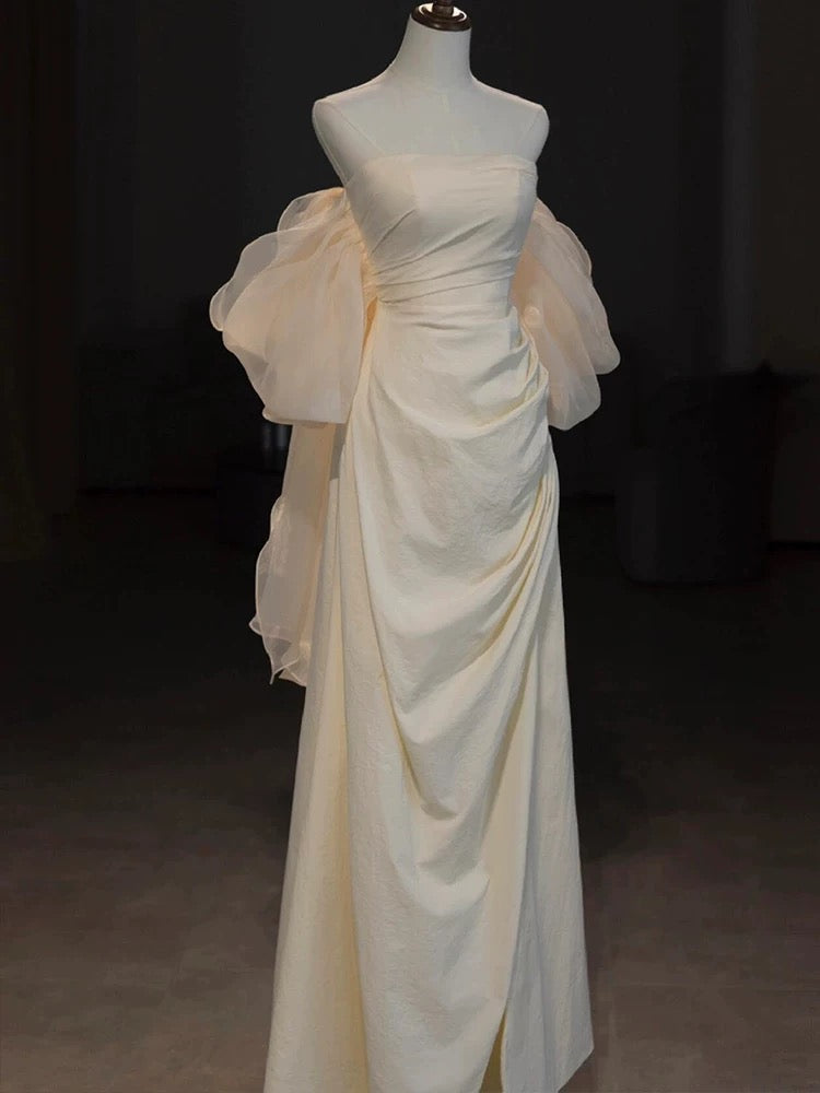 Pretty Mermaid Off-the-Shoulder Short Sleeves Long Prom & Evening Dress Formal Dress - FashionDia