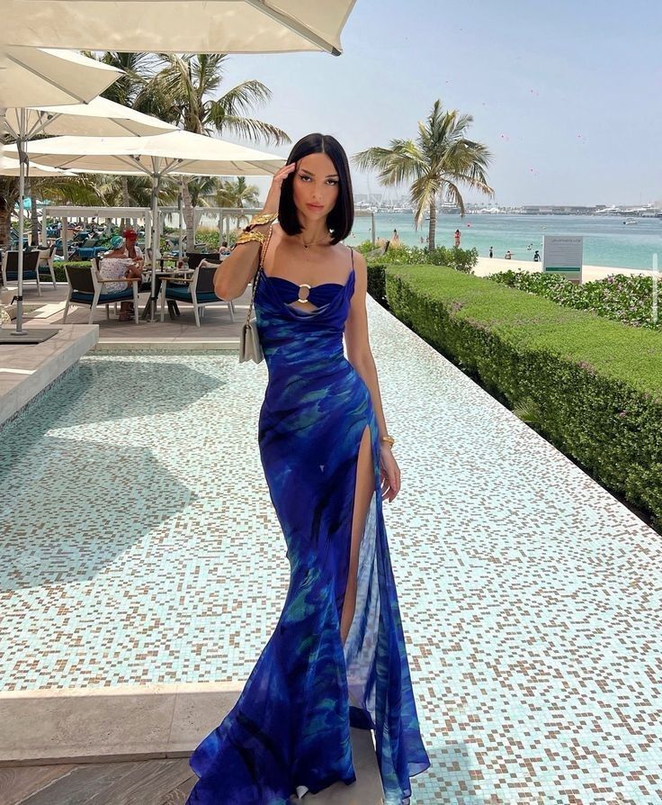 Pretty Mermaid Spaghetti Straps Royal Blue Long Prom & Evening Dress Formal Dress - FashionDia
