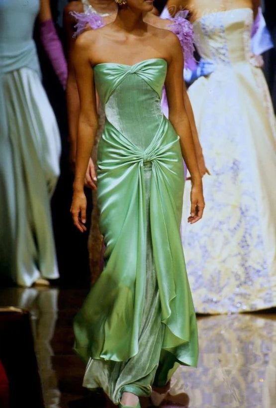 Fancy Mermaid Sweetheart Neckline Green Satin Long Prom & Evening Dress Formal Dress - View 2 | FashionDia