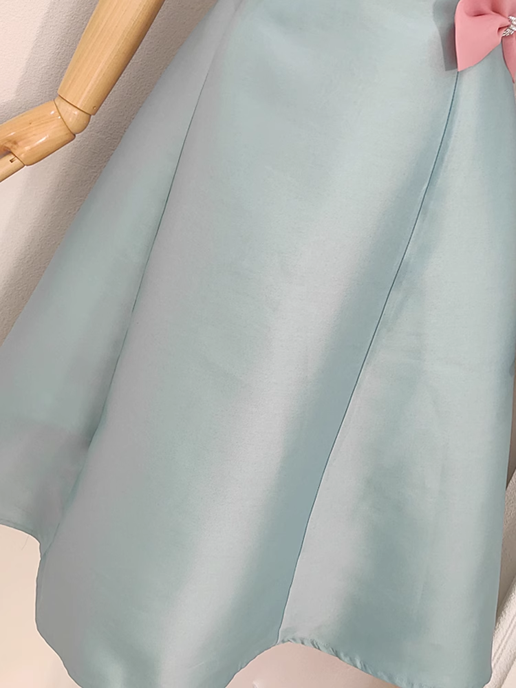 Sexy A-Line Strapless Blue Satin Women's Holiday Dresses Birthday Outfits - View 2 | FashionDia
