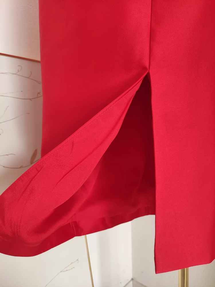 Sexy A-Line Sweetheart Red Satin Knee Length Homecoming Dresses Birthday Outfits - View 4 | FashionDia