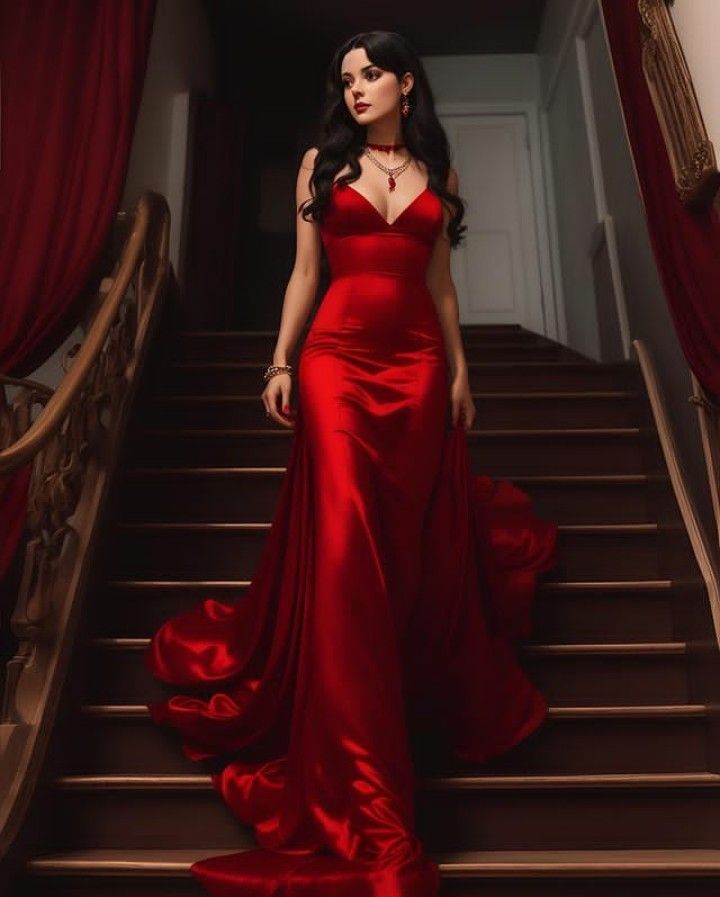 Beautiful Mermaid Spaghetti Straps Red Satin Long Party Dresses Prom Dress - FashionDia