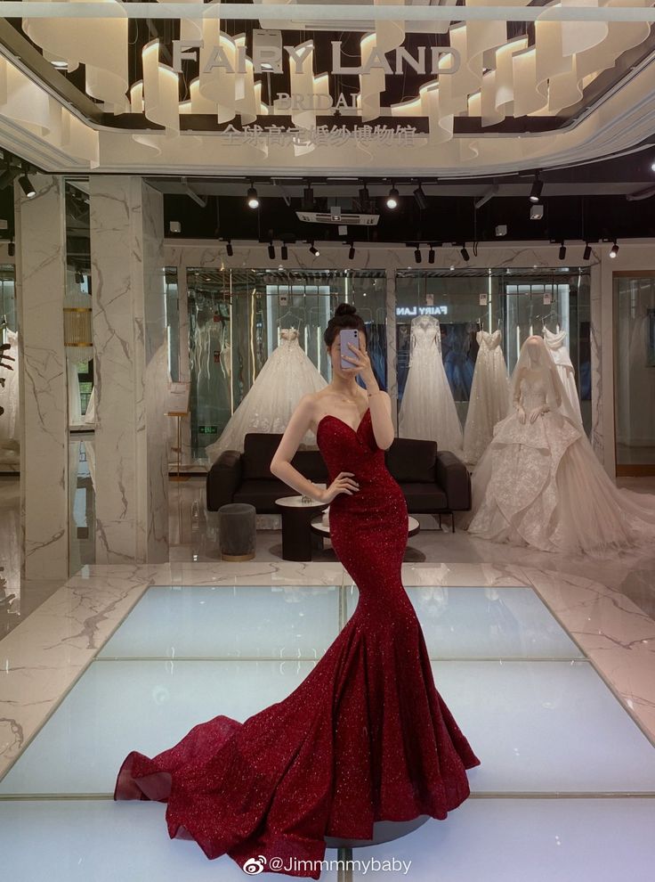 Beautiful Mermaid Sweetheart Burgundy Sequin Long Party Dresses Prom Dress - FashionDia