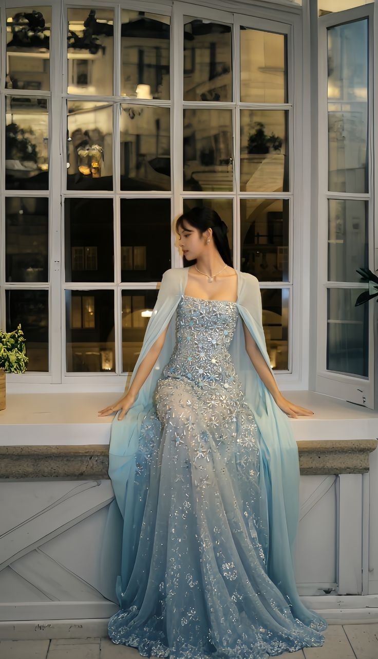 Classy A-Line Strapless Sleeveless Chiffon Light Sky Blue Long Prom Dresses - FashionDia