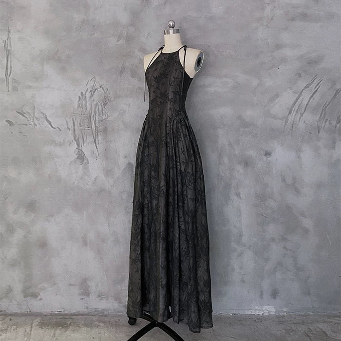 Pretty A line Halter Dusty Black Prom Dresses Long Birthday Dress For Women