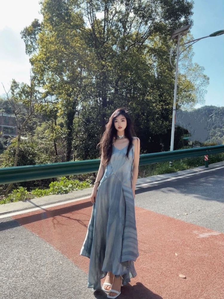 Pretty A-Line Spaghetti Straps Blue Long Prom Dresses Birthday Dress - View 6 | FashionDia