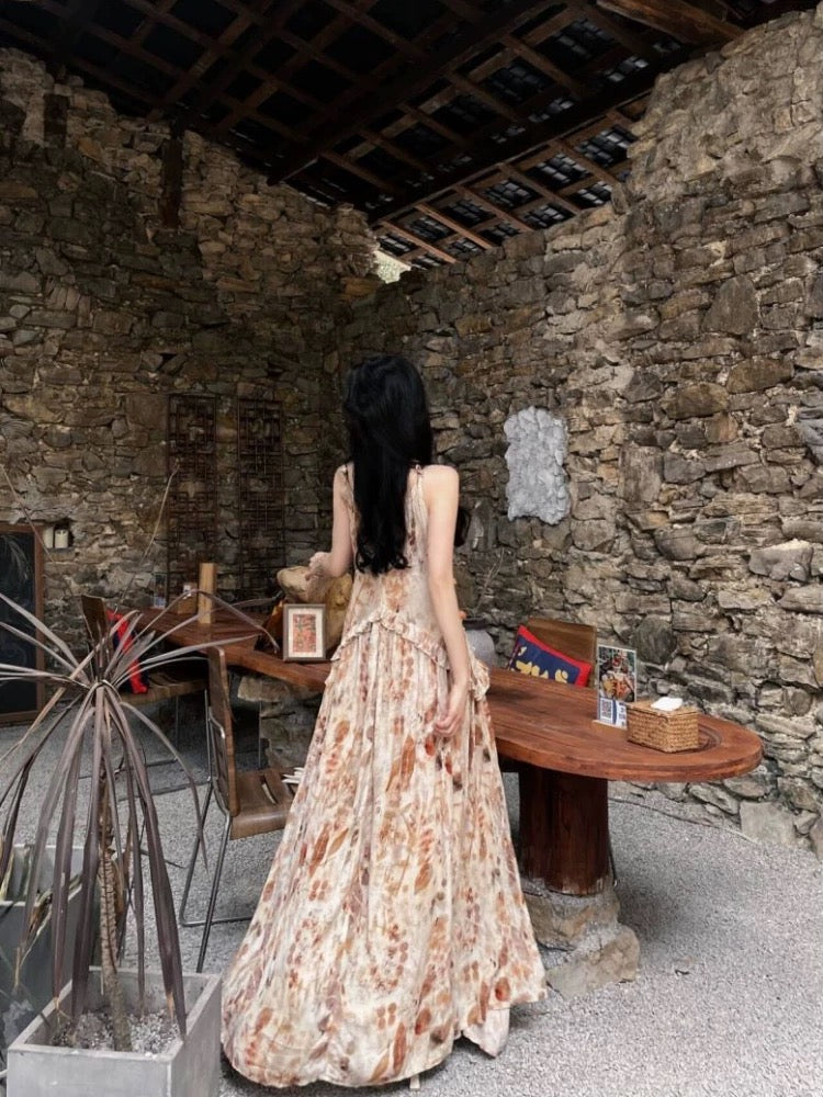 Pretty A-Line Spaghetti Straps Floral Long Prom Dresses Birthday Dress - View 6 | FashionDia