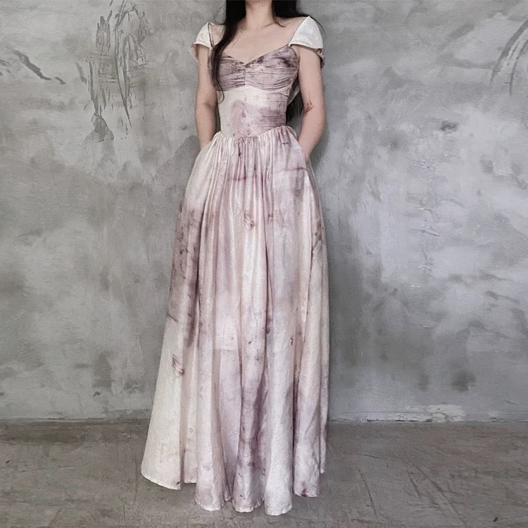 Pretty A-Line Spaghetti Straps Floral Long Prom Dresses Birthday Dress With Hat - View 3 | FashionDia