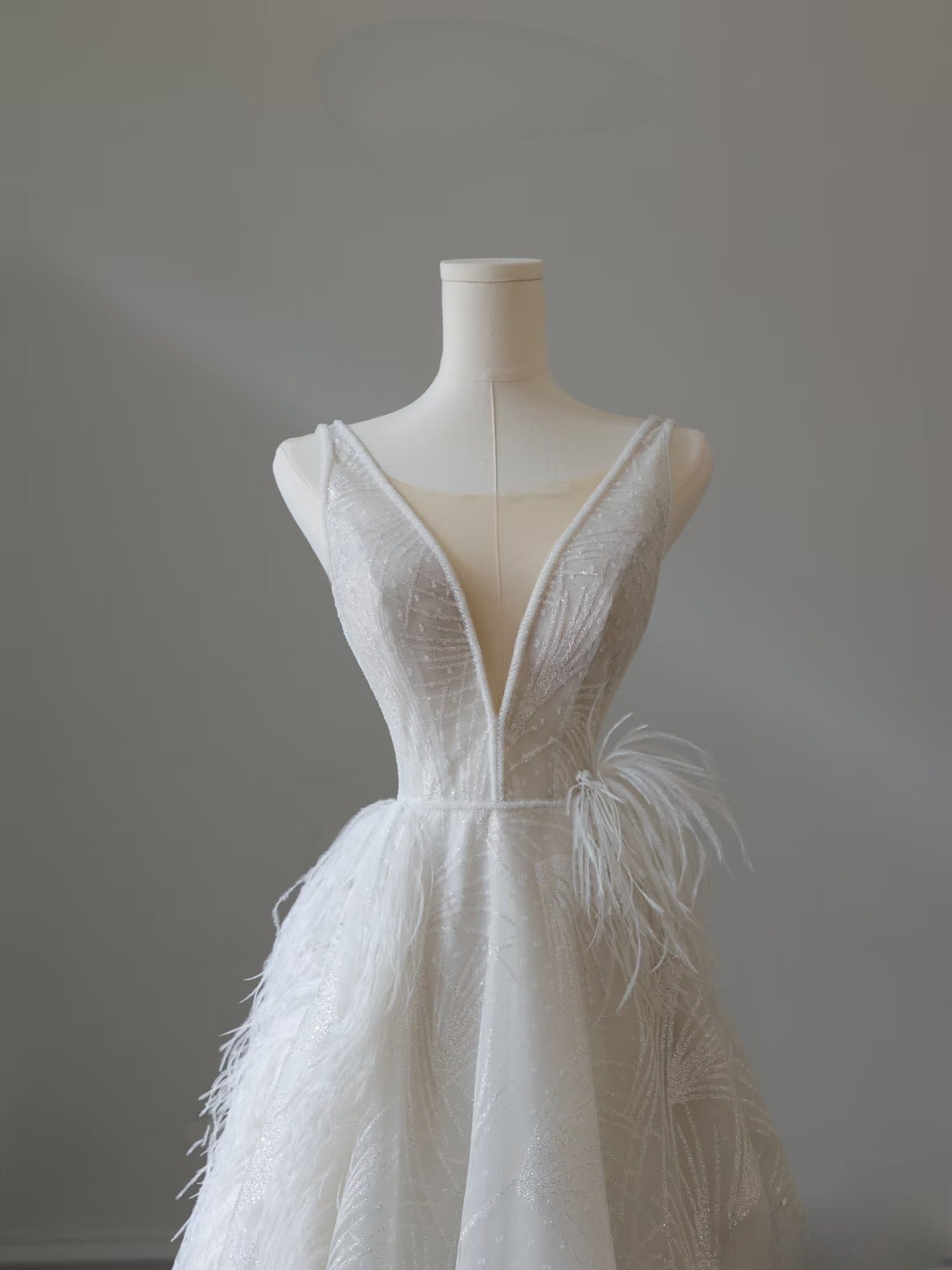 Timeless A Line V Neckline Sequin Sleeveless White Wedding Dresses Brides Dress