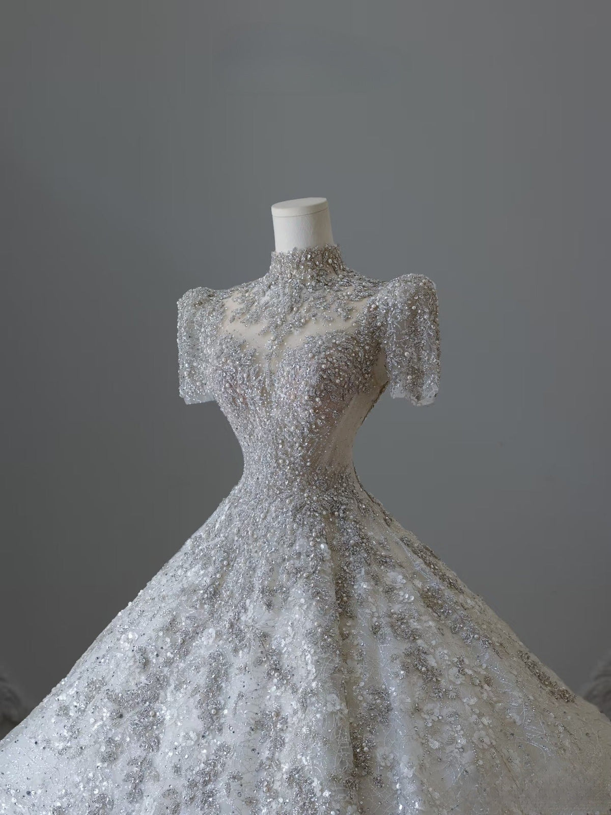 Timeless Ball Gown Jewel Neckline Sequin Half Sleeves Wedding Dress - View 3 | FashionDia