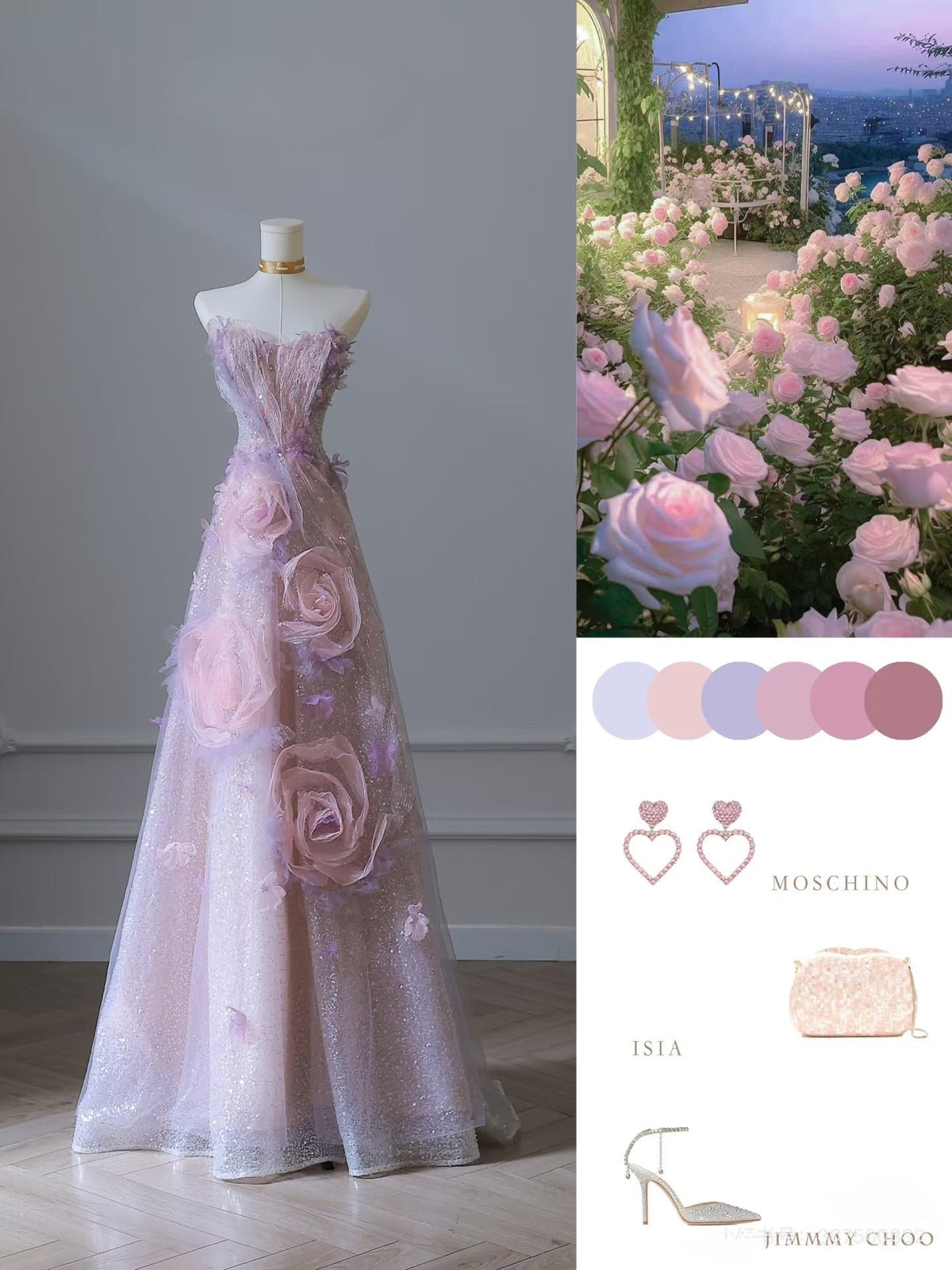 Classy Balll Gown Sweetheart Floral Lilac Tulle Long Evening & Prom Dress - View 4 | FashionDia