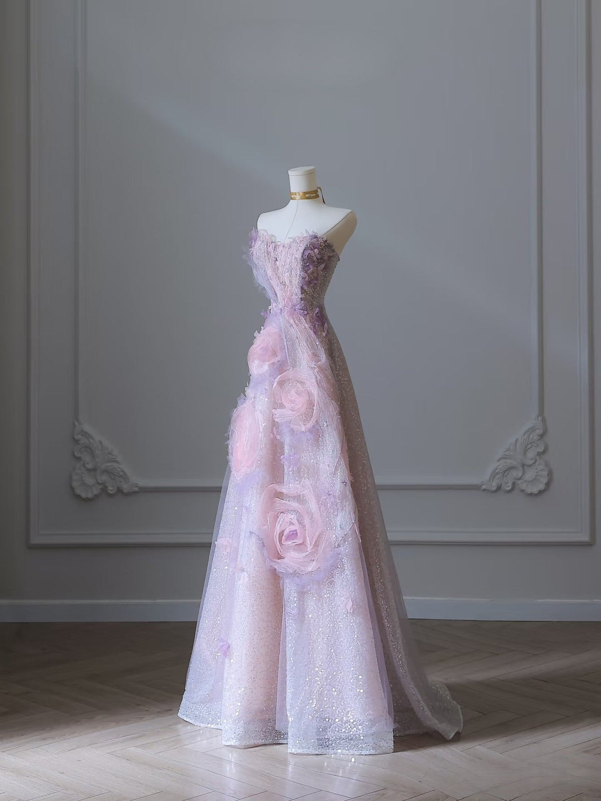 Classy Balll Gown Sweetheart Floral Lilac Tulle Long Evening & Prom Dress - View 2 | FashionDia