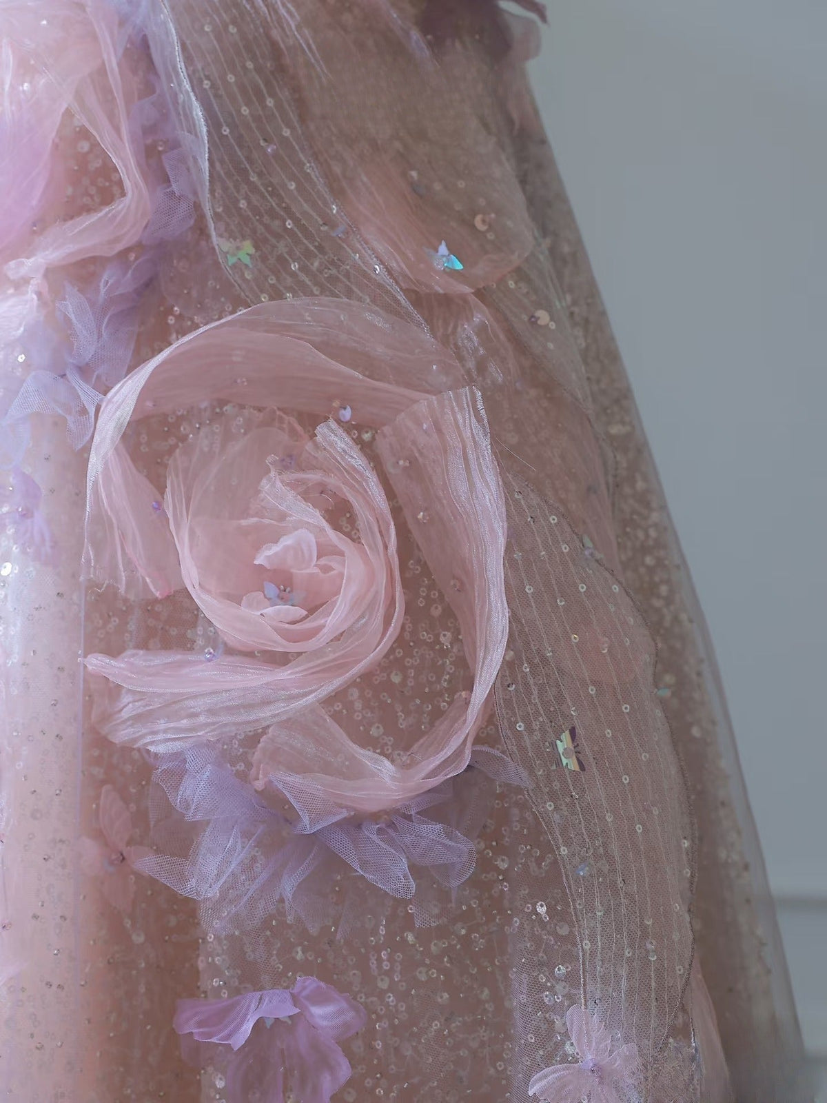 Classy Balll Gown Sweetheart Floral Lilac Tulle Long Evening & Prom Dress - View 6 | FashionDia