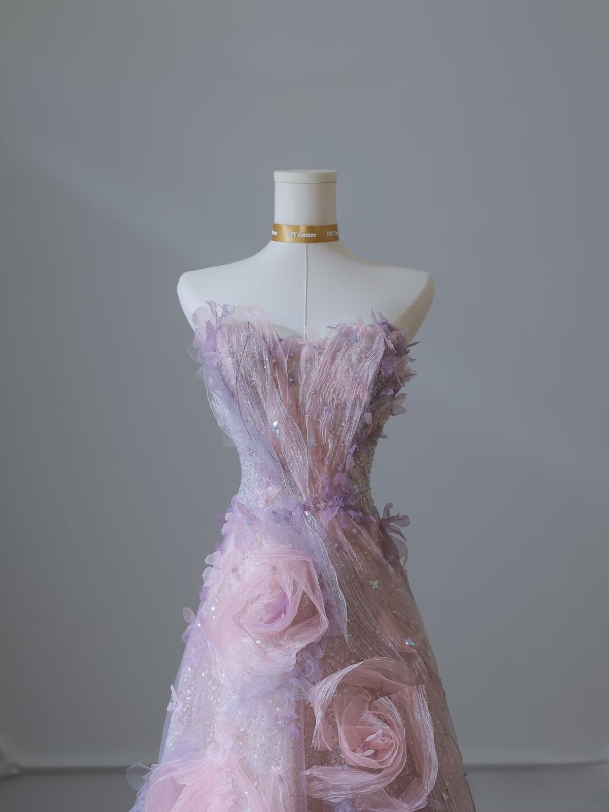Classy Balll Gown Sweetheart Floral Lilac Tulle Long Evening & Prom Dress - View 5 | FashionDia
