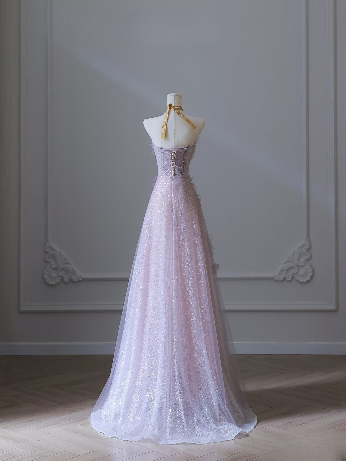 Classy Balll Gown Sweetheart Floral Lilac Tulle Long Evening & Prom Dress - View 3 | FashionDia