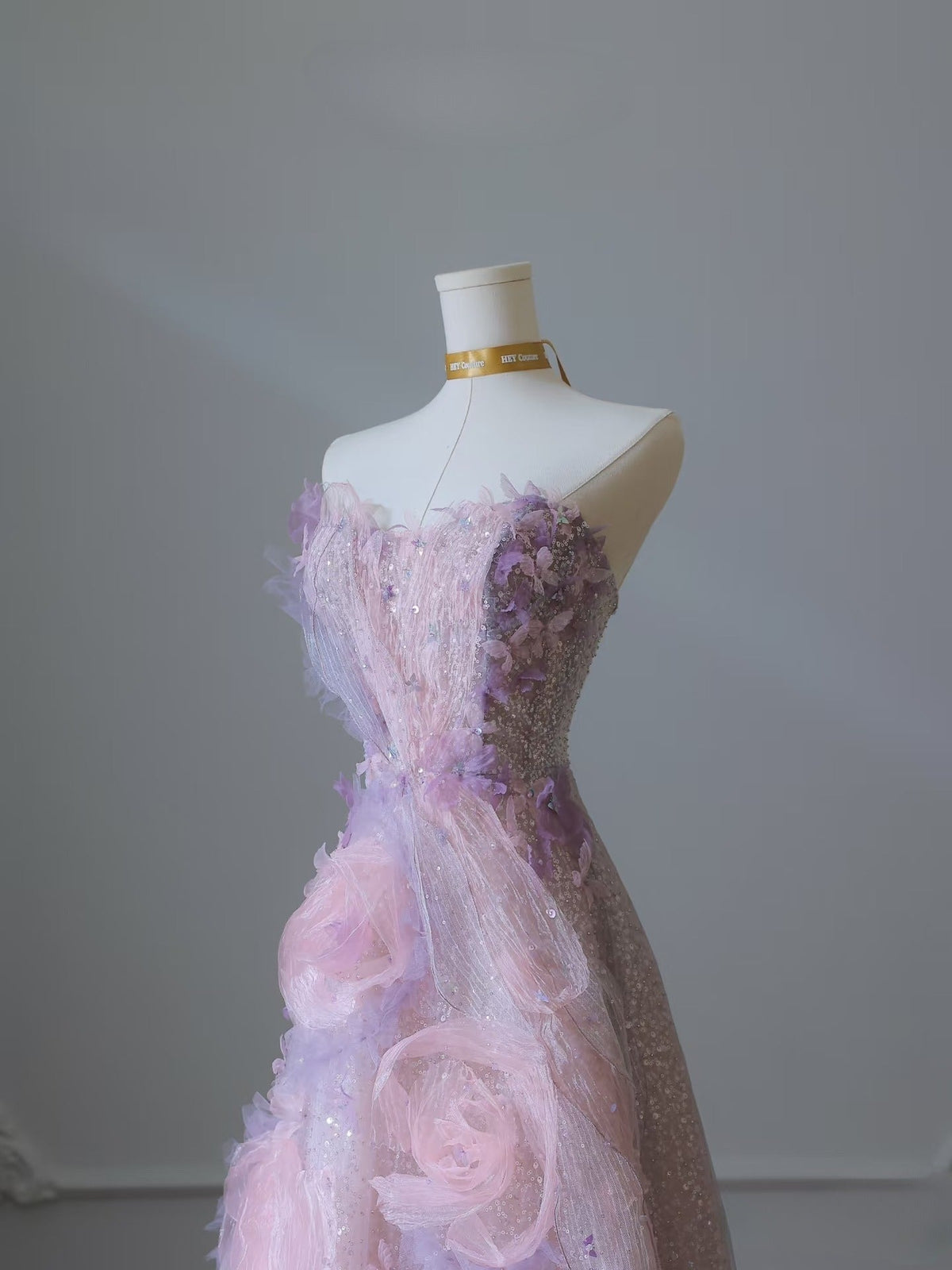 Classy Balll Gown Sweetheart Floral Lilac Tulle Long Evening & Prom Dress - View 7 | FashionDia