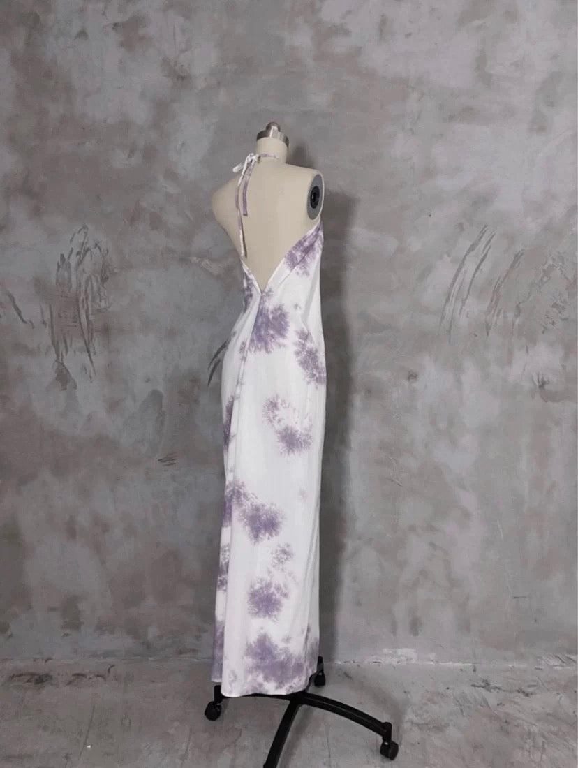 Pretty A-Line Halter Floral Chiffon Long Prom Dresses Birthday Dress - View 2 | FashionDia