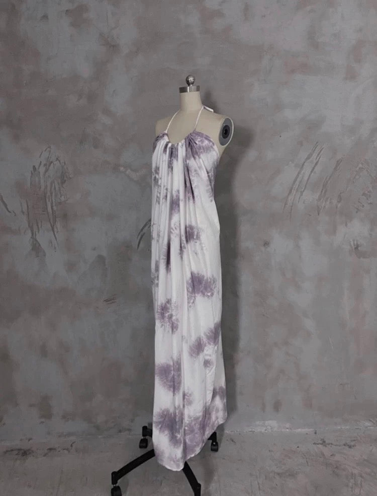 Pretty A line Halter Floral Chiffon Long Prom Dresses Birthday Dress For Women