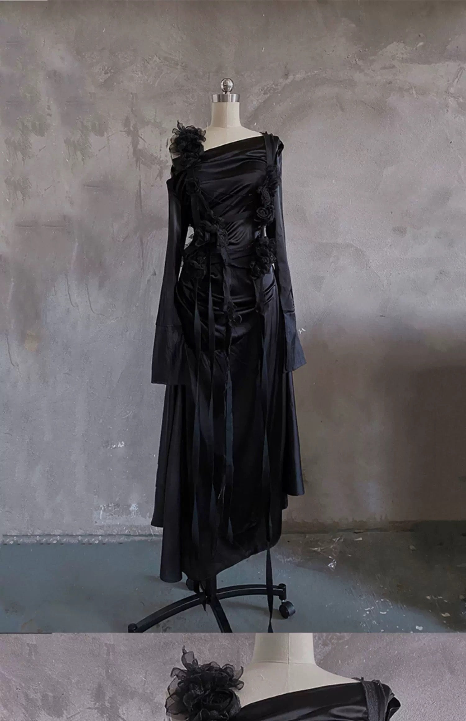 Chic A line Straps Black Long Prom Dresses Birthday Dress With Sleeves