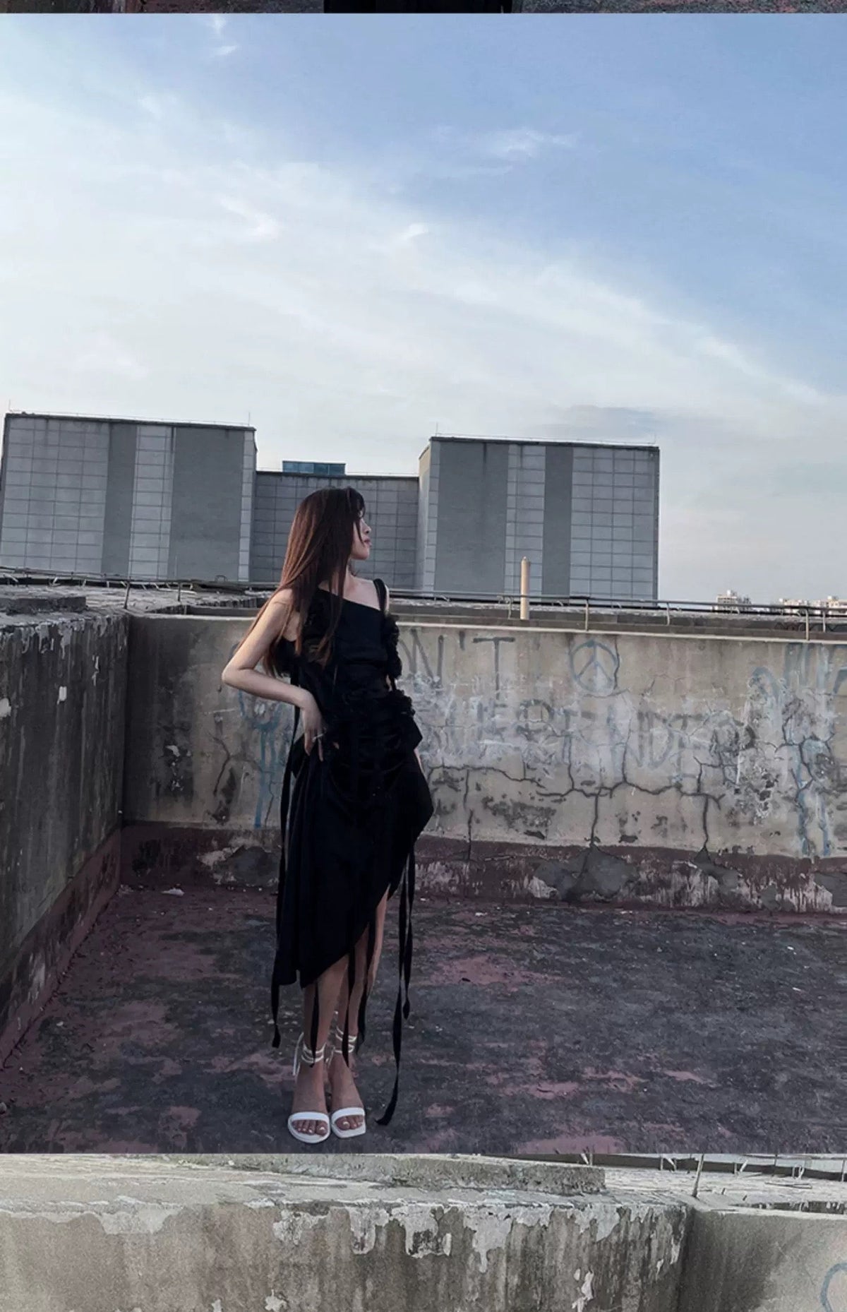 Chic A-Line Straps Black Long Prom Dresses Birthday Dress With Sleeves - View 7 | FashionDia