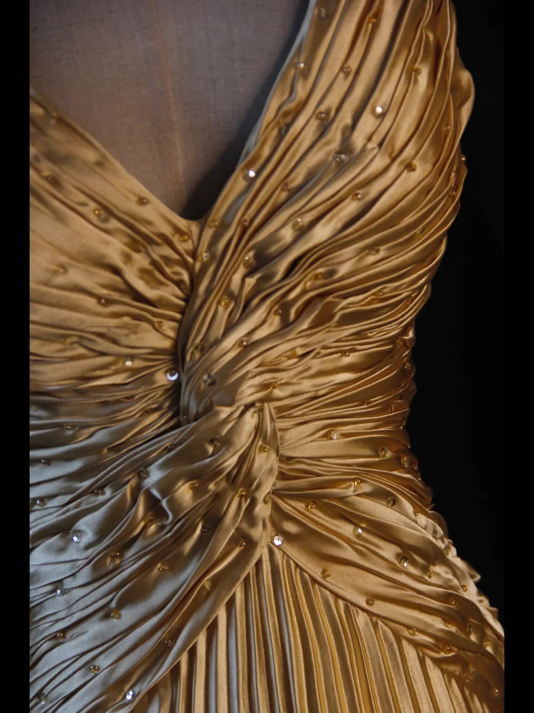 Classy A Line Halter Gold Satin Beads Long Evening Dress Prom Dresses