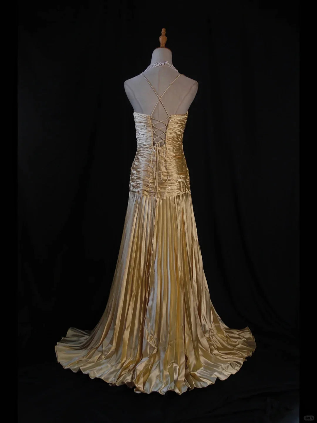 Classy A Line Halter Gold Satin Beads Long Evening Dress Prom Dresses