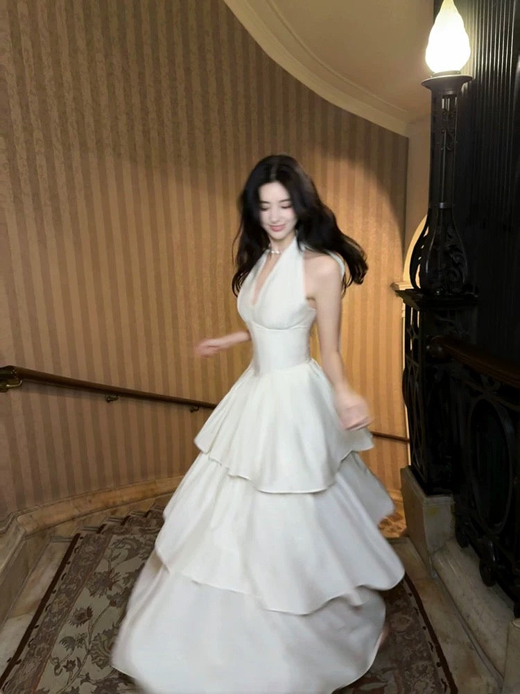Pretty A Line Ruffles Ankle Length White Evening Dress Prom Dresses