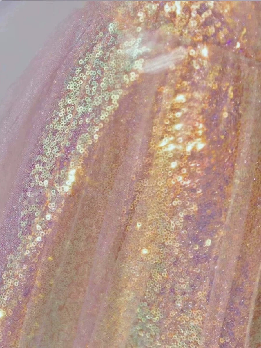 Pretty A-Line Sweetheart Pink Sequin Long Length Evening & Prom Dress - View 4 | FashionDia